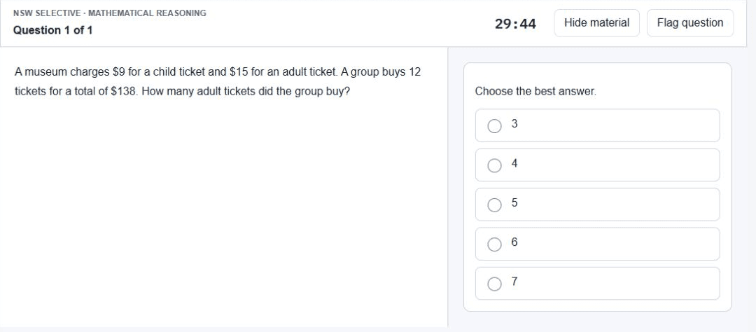 SteadyMarks demonstration question screen. No student data.
